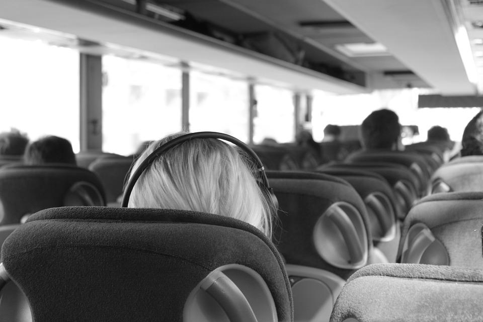 Inside one of our tour buses